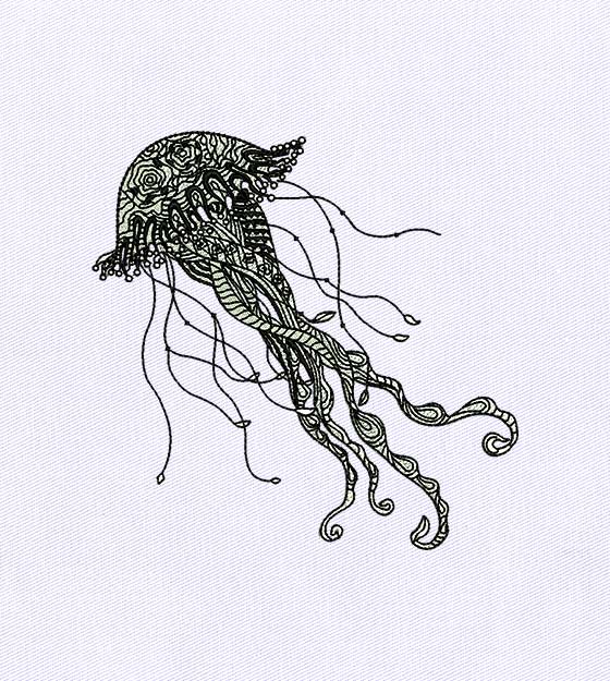 Glamorous Jellyfish Embroidery Design