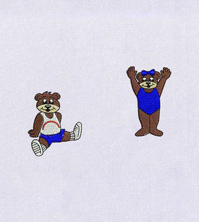 Exercising Bears Embroidery Design