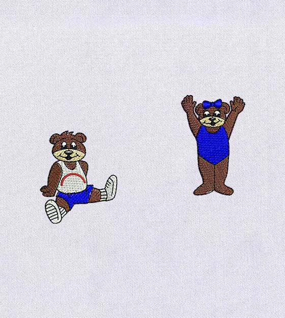 Exercising Bears Embroidery Design