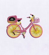 Dainty Pink Bicycle Embroidery Design
