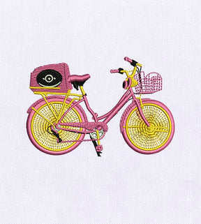 Dainty Pink Bicycle Embroidery Design