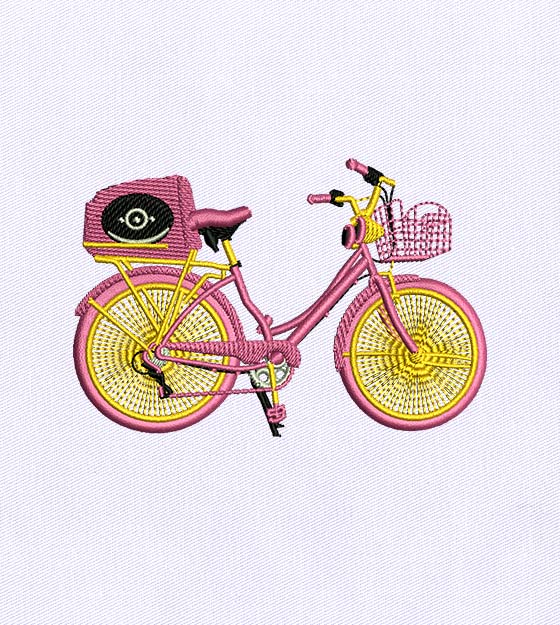 Dainty Pink Bicycle Embroidery Design