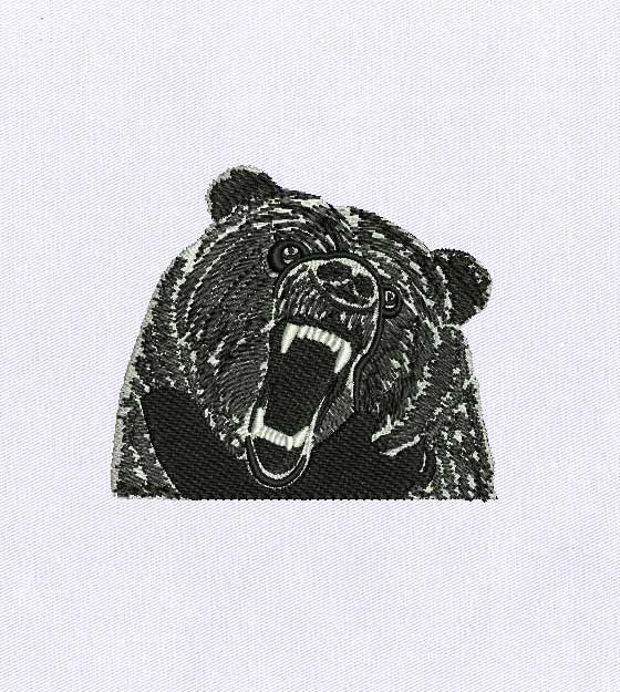 Wild Roaring Bear Embroidery Design