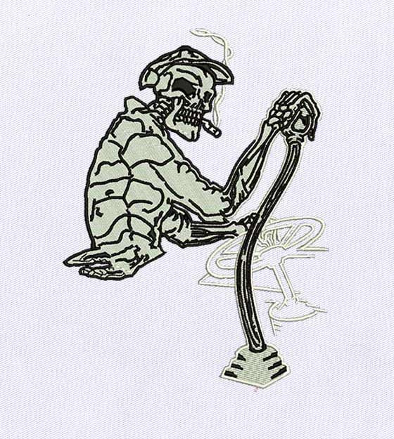 Dead Skeleton Taxi Driver Embroidery Design