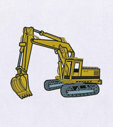 Vibrant Yellow Excavator Embroidery Design