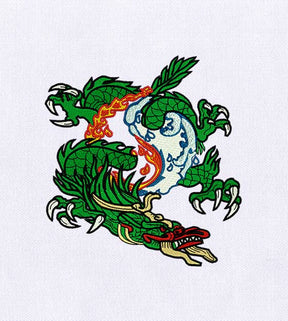 Fire and Water Dragon Embroidery Design