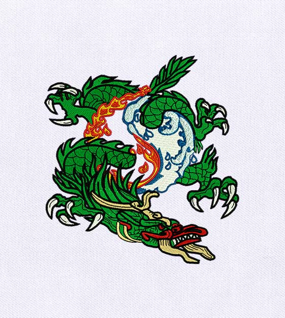 Fire and Water Dragon Embroidery Design
