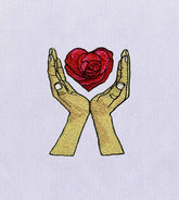 Hand and Delicate Flower Embroidery Design