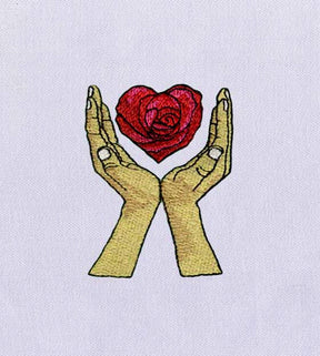 Hand and Delicate Flower Embroidery Design
