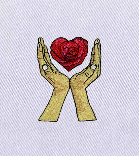 Hand and Delicate Flower Embroidery Design