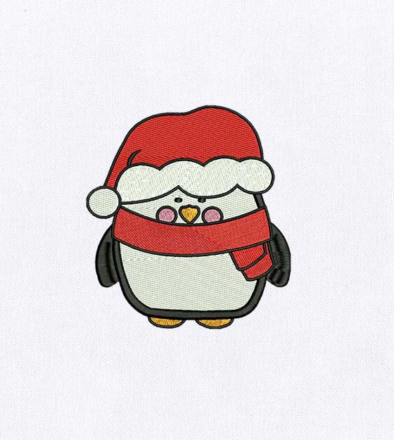 Adorable Christmas Spirited Penguin Embroidery Design