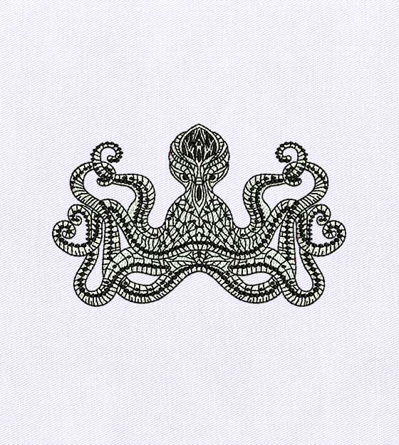 Wonderfully Monotone Octopus Embroidery Design