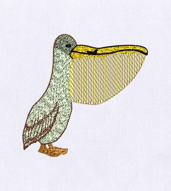 Charmingly Understated Pelican Embroidery Design