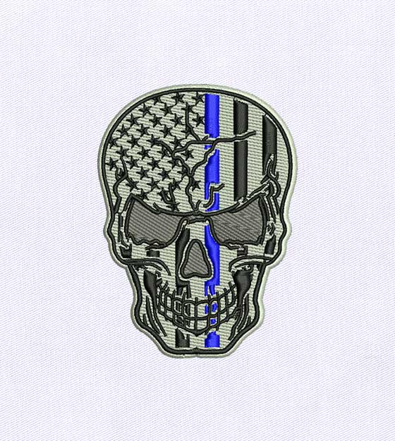 Patriotically Dangerous Skull Embroidery Design