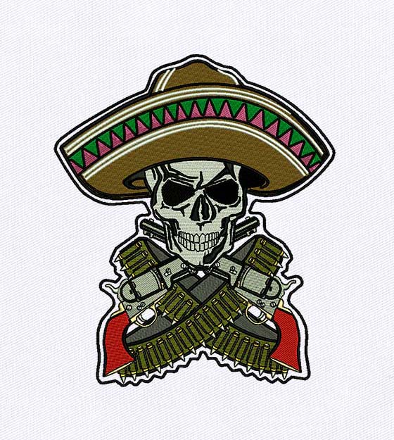 Dangerous Skeletal Cowboy Embroidery Design