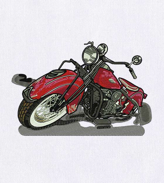 Fierce Red Flaming Bike Embroidery Design