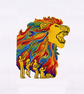 Colorful Roaring Lion Embroidery Design