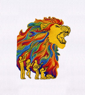 Colorful Roaring Lion Embroidery Design