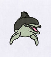 Chirpy Gray Dolphin Embroidery Design