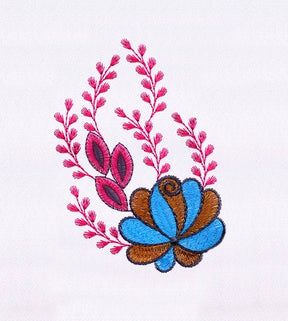 Delicately Beautiful Leaves and Flower Embroidery Design