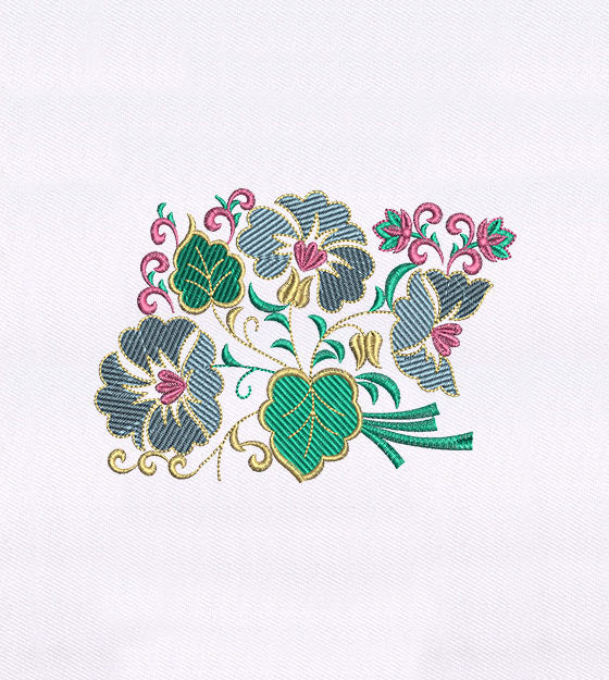Colorful Leaves and Flower Embroidery Design