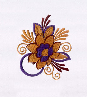 Intricately Detailed Purple Flower Embroidery Design