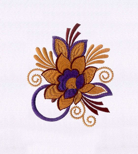 Intricately Detailed Purple Flower Embroidery Design