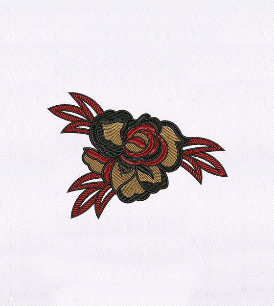 Goth Inspired Rose Flower Embroidery Design