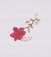 Leaf Accented Pink Flower Embroidery Design