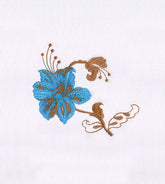 Leaf Accenting Cyan Flower Embroidery Design
