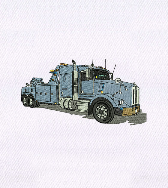Blue Ginormous Industrial Truck Embroidery Design