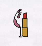 Lipstick and a Pink Bubbly Cocktail Embroidery Design