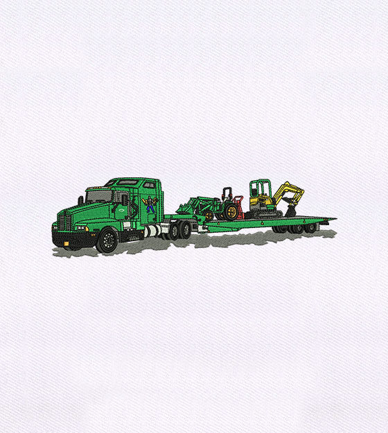 Tractor Transporting Truck Embroidery Design