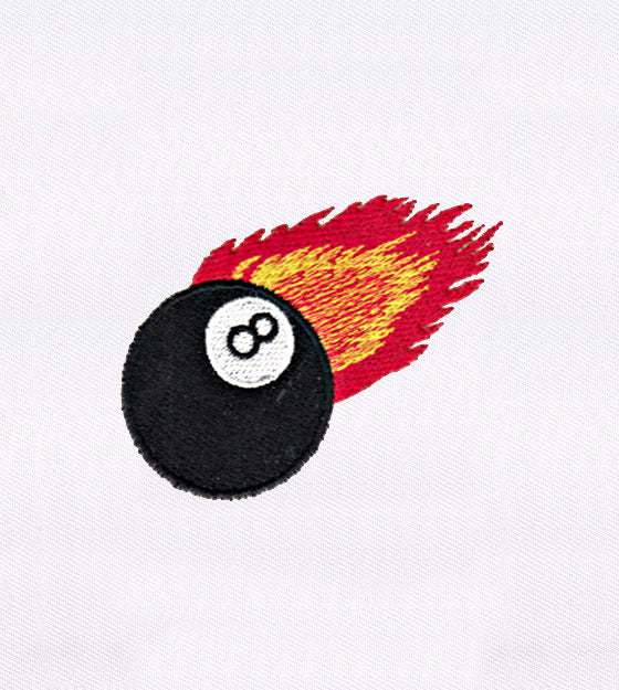Flaming Billiard 8 Ball Embroidery Design