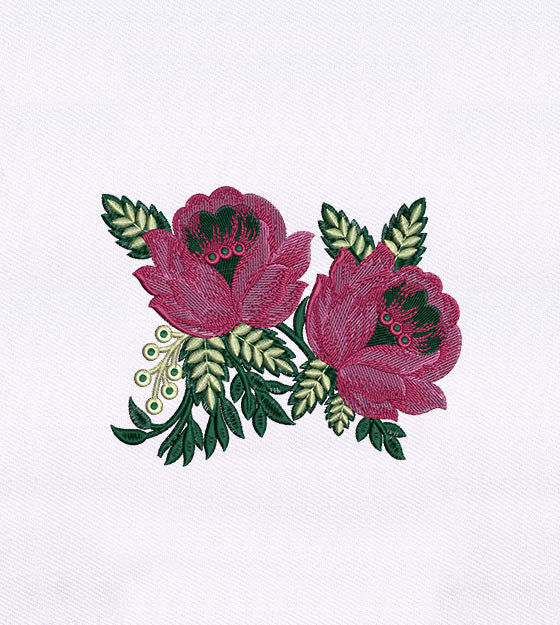Punky Pretty Pink Flowers Embroidery Design