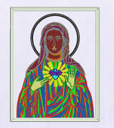 Religiously Poignant Virgin Mary Embroidery Design