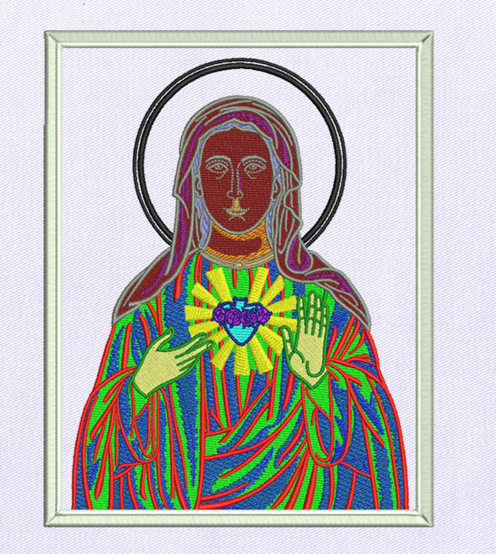 Religiously Poignant Virgin Mary Embroidery Design