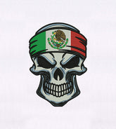 Mexican Flared Patriotic Skull Embroidery Design