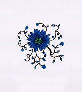 Vines Spreading Blue Flower Embroidery Design