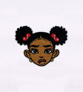 Twin Bun Haired Little Girl Embroidery Design