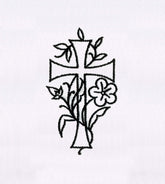 Cross Intertwined with Flower Embroidery Design