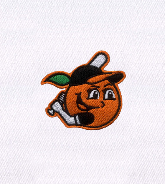 Baseball Playing Orange Cap Embroidery Design