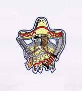 Creative Mexican Man and Skull Embroidery Design