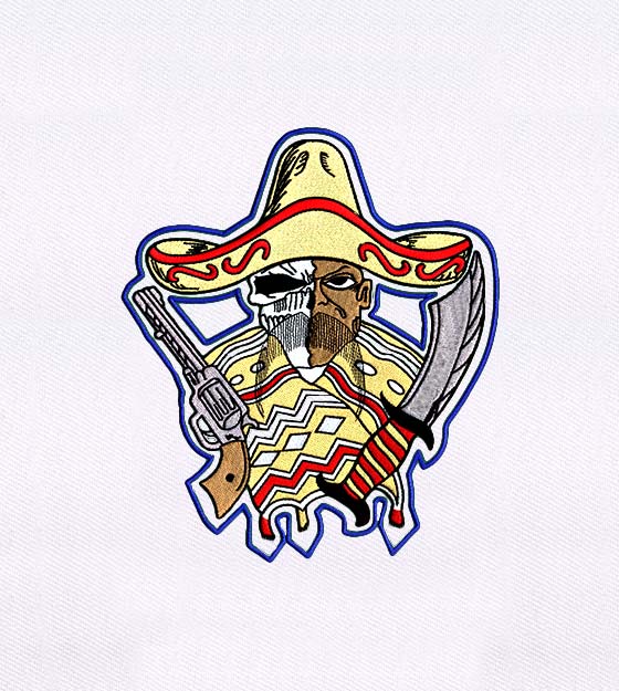 Creative Mexican Man and Skull Embroidery Design
