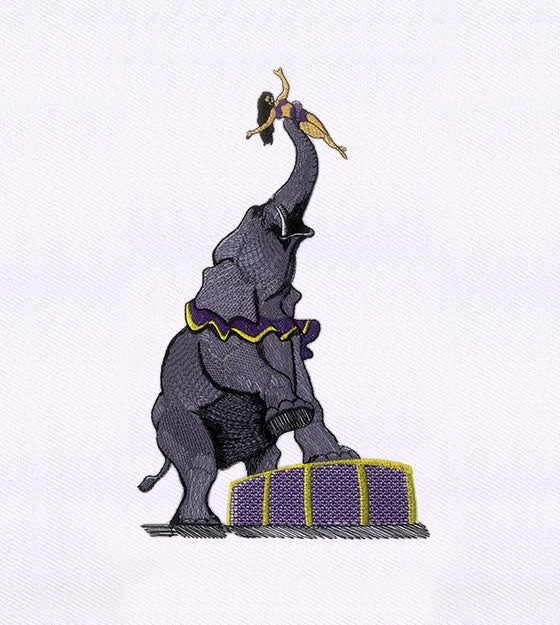 Elephant Embroidery Design – Circus Women Embroidery Design
