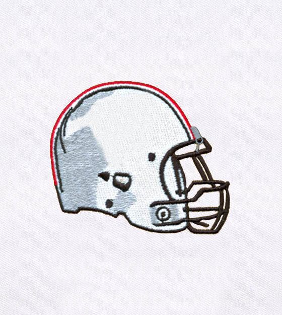 Artistic White Football Helmet Embroidery Design
