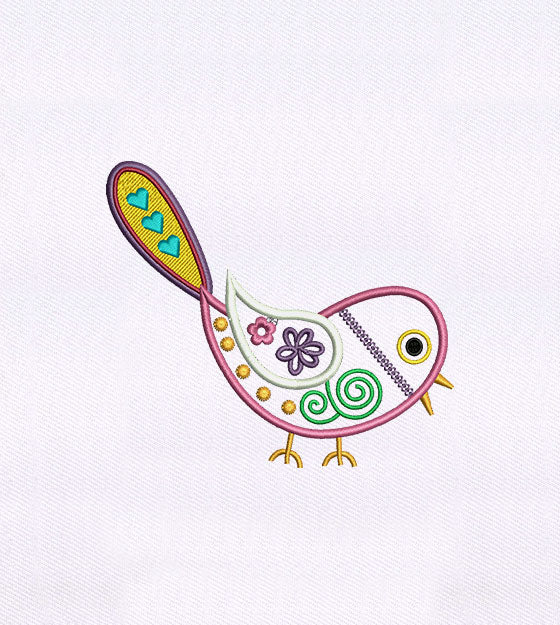 Captivatingly Precious Pink Bird Embroidery Design