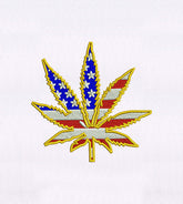 Marijuana Supporting US Flag Embroidery Design