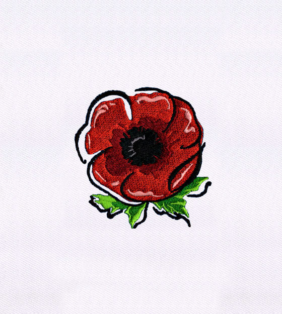 British Red Poppy Flower Embroidery Design
