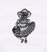 Black and White Dancing Old Lady Embroidery Design